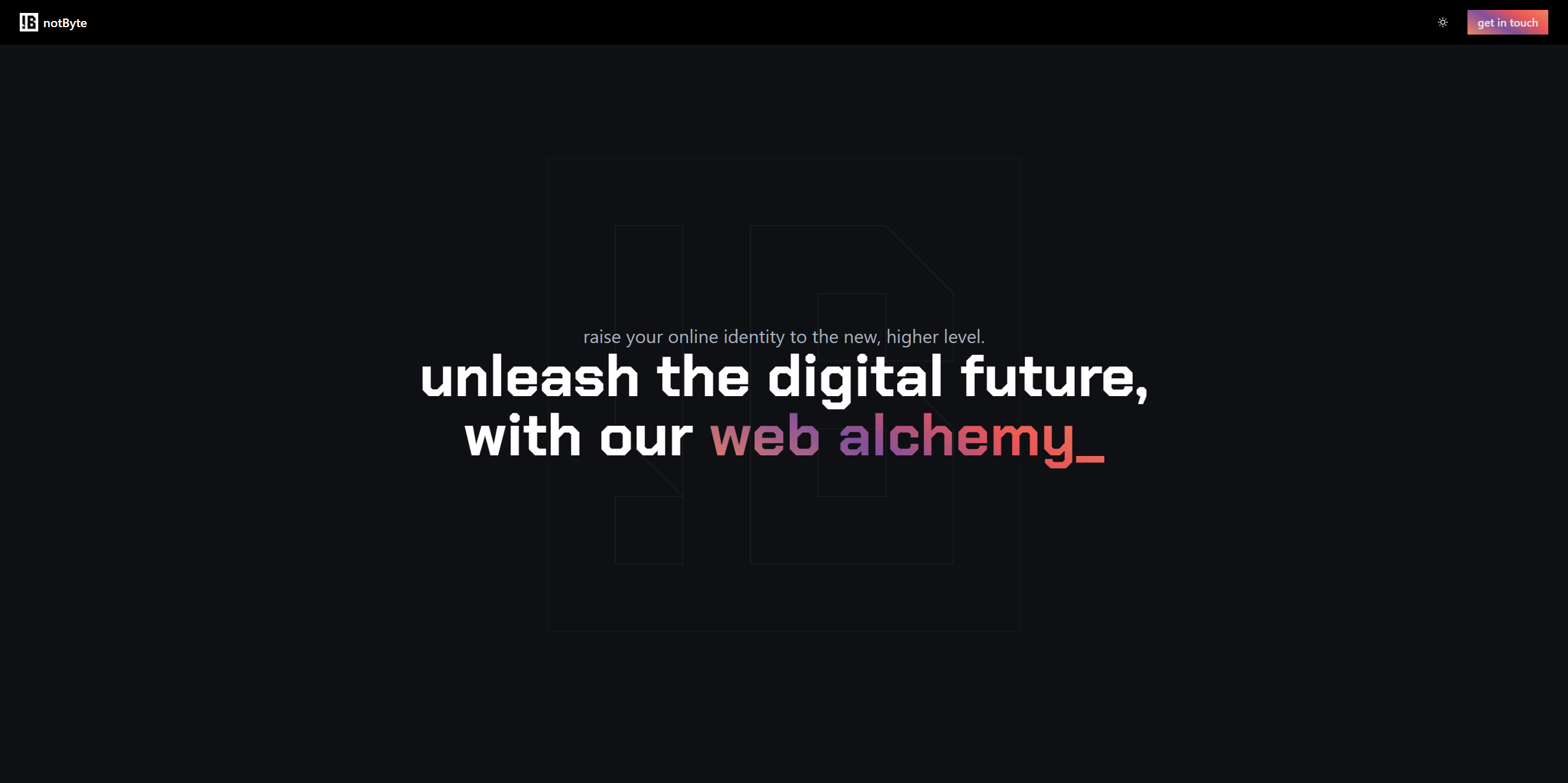 A website you are reading right now. It is a modern, responsive, and user-friendly website that showcases the projects, team members, and other information about notByte. The website is built using Next.js and Tailwind CSS, ensuring optimal performance and a seamless user experience. The website is continuously updated with new features and content to provide visitors with the latest information about notByte and its projects. The website is also optimized for search engines, making it easy for users to find the information they need.